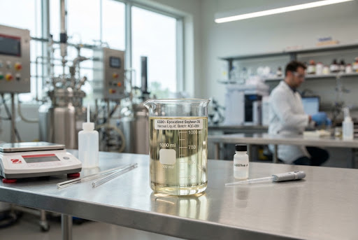 Professional industrial photography of Epoxidized Soybean Oil (ESBO)